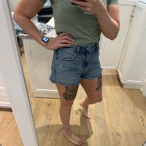 Abercrombie & Fitch High Waist Denim Shorts - Blue